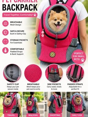 Sporto Pink and Gray Breathable Pet Carrier Backpack